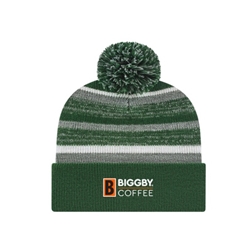 Green Knit Hat With Pom and Fleece Lining